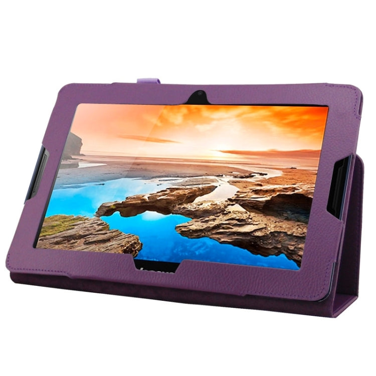 2-fold Litchi Texture Leather Case with Holder for Lenovo A10-70 / A7600