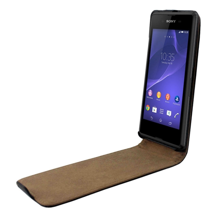 Vertical Flip Magnetic Button Leather Case for Sony Xperia E3 / D2203