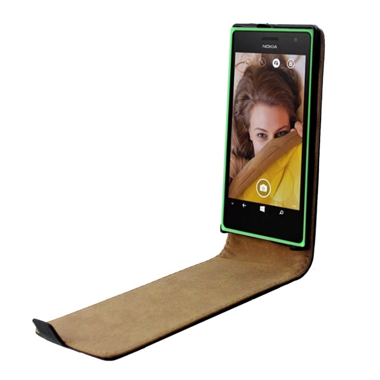 Vertical Flip Magnetic Button Leather Case for Nokia Lumia 730