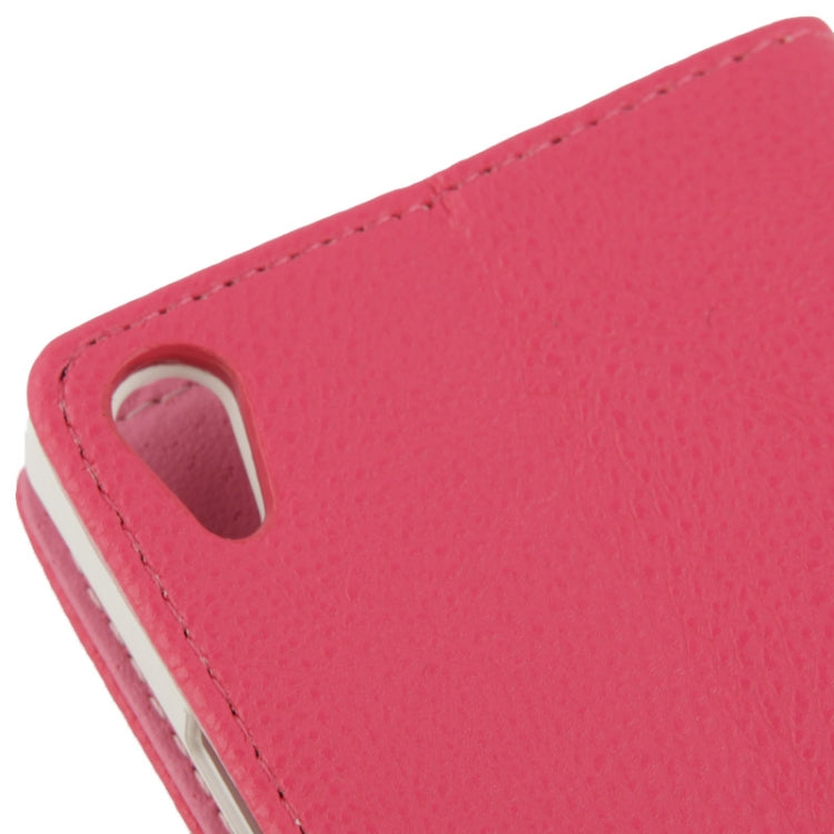Litchi Texture Button Flip Leather Case with Card Slots & Holder for Huawei Ascend P7
