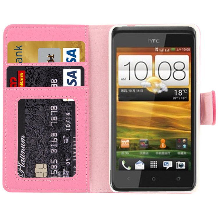 Litchi Texture Flip Leather Case with Card Slots & Holder for HTC Desire 400 (Magenta)