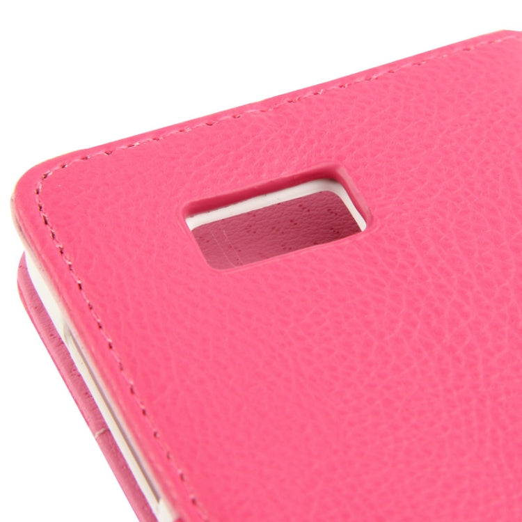 Litchi Texture Flip Leather Case with Card Slots & Holder for HTC Desire 400 (Magenta)