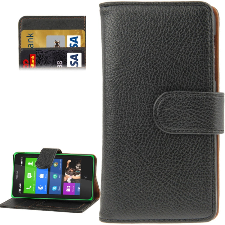 Litchi Texture Flip Leather Case with Card Slots & Holder for Nokia X