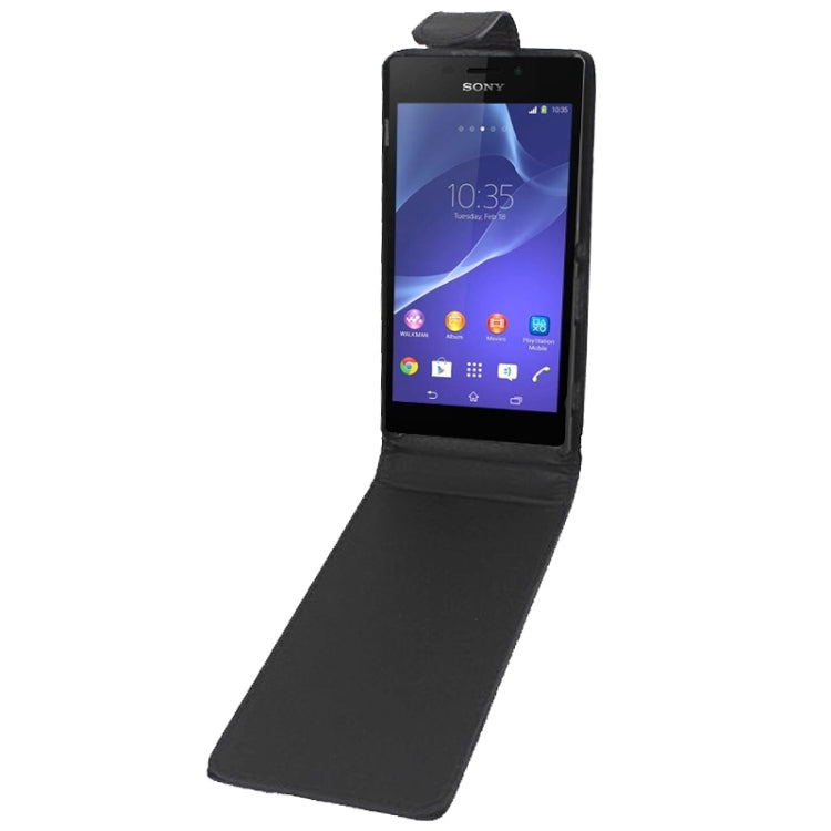 High Quality Vertical Flip Leather Case for Sony Xperia M2(Black)