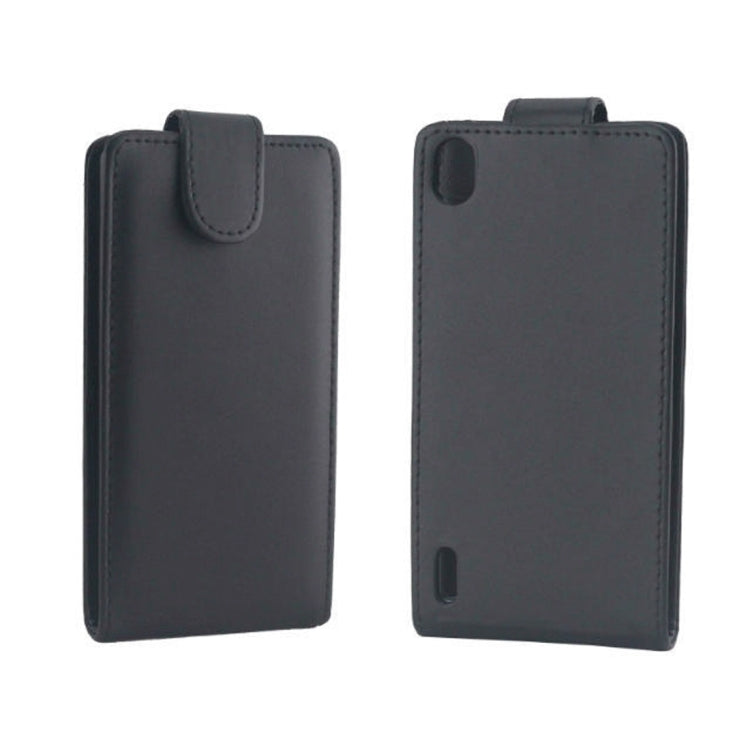 High Quality Vertical Flip Leather Case for Huawei Ascend P7(Black)