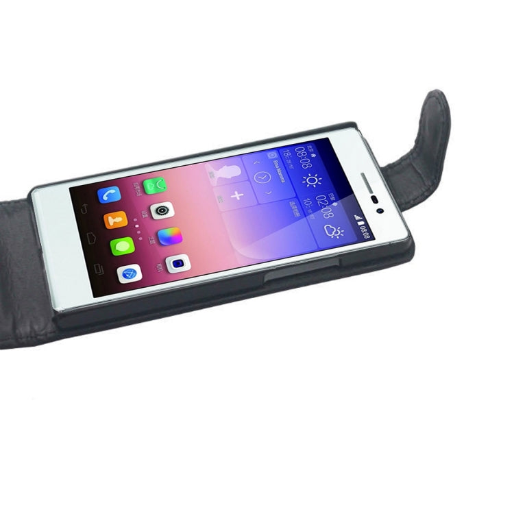 High Quality Vertical Flip Leather Case for Huawei Ascend P7(Black)