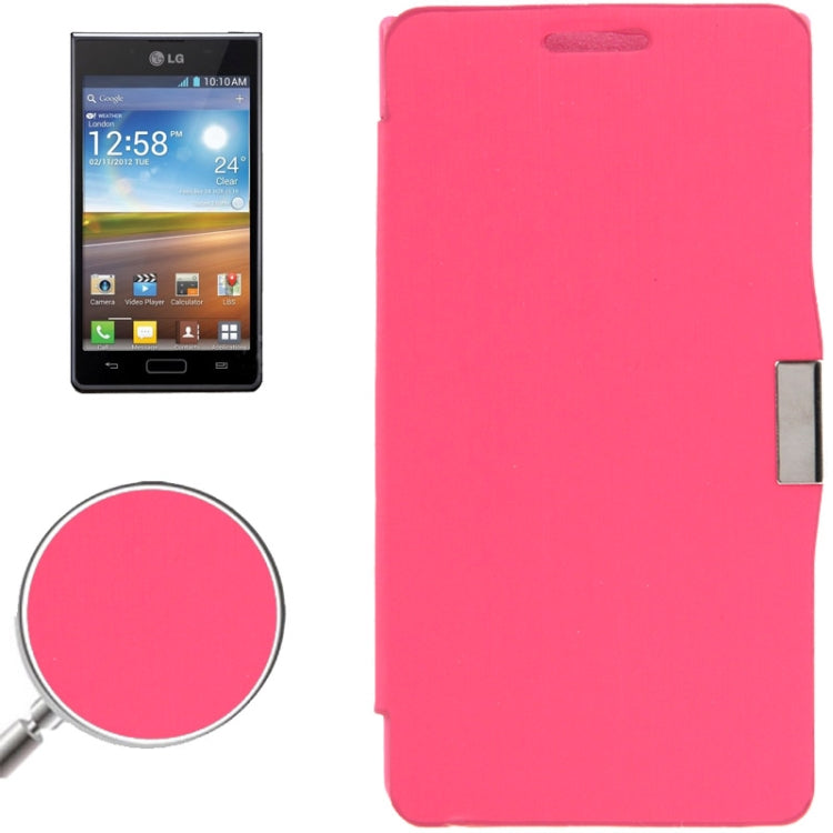 Brushed Texture Horizontal Flip Magnetic Buckle Leather Protective Case for LG Optimus L7 / P705 (Magenta)