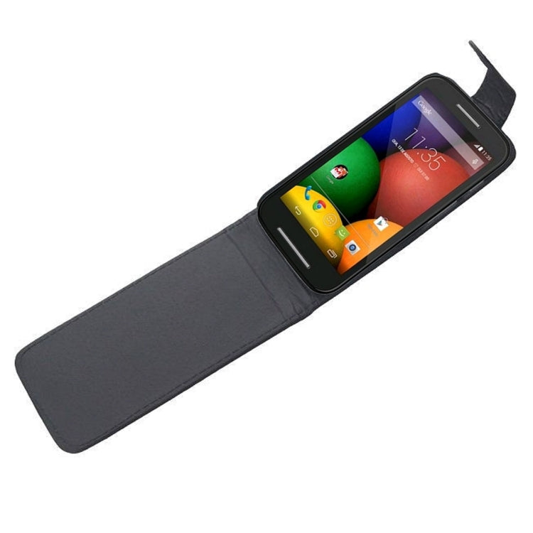 Litchi Texture Vertical Flip Leather Case for Motorola Moto E / XT1021(Black)