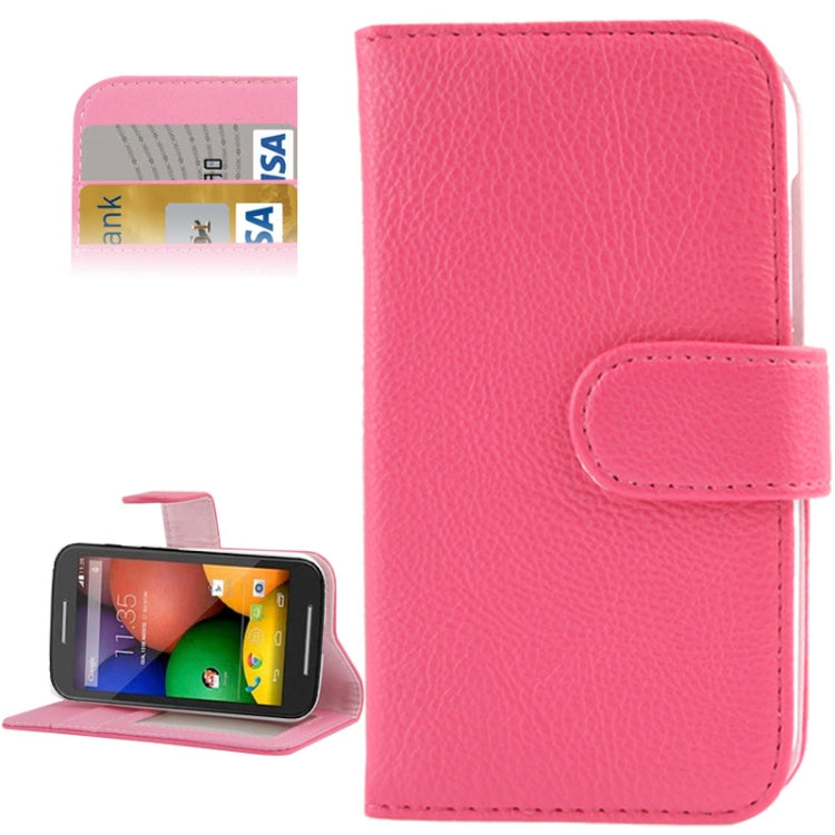 Litchi Texture Button Flip Leather Case with Card Slots & Holder for Motorola Moto E / XT1021