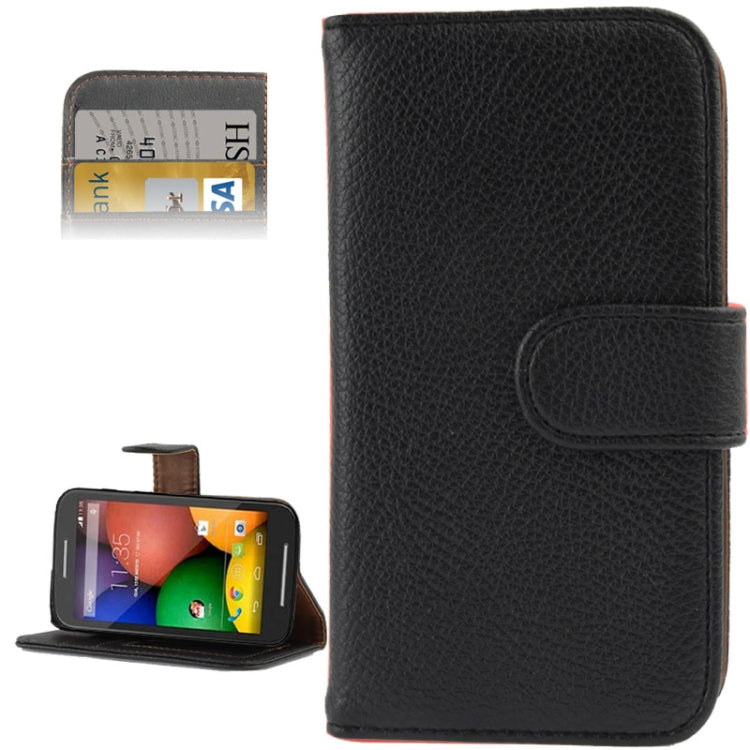 Litchi Texture Button Flip Leather Case with Card Slots & Holder for Motorola Moto E / XT1021