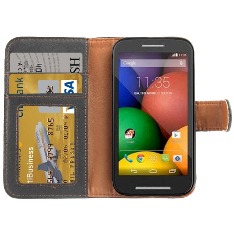 Litchi Texture Button Flip Leather Case with Card Slots & Holder for Motorola Moto E / XT1021