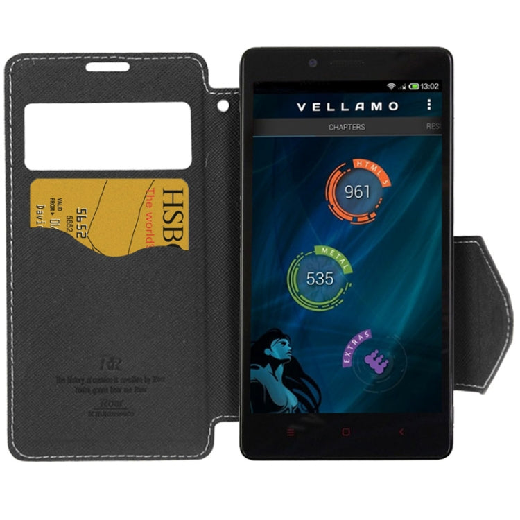 Cross Texture Flip Leather Case with Call Display ID & Holder for Redmi Note