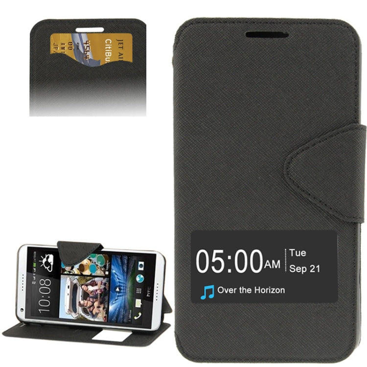 Cross Texture Horizontal Flip Magnetic Buckle Leather Case with Card Slots & Holder for HTC Desire 816 / 800