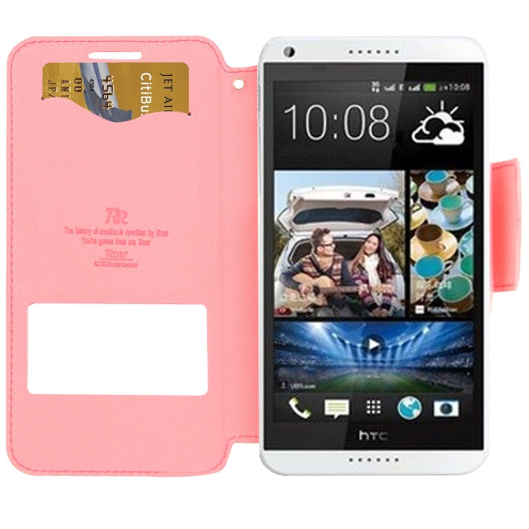 Cross Texture Horizontal Flip Magnetic Buckle Leather Case with Card Slots & Holder for HTC Desire 816 / 800