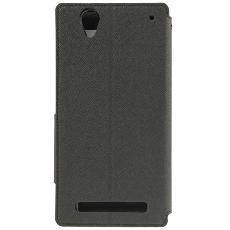 Litchi Texture Horizontal Flip Magnetic Buckle Leather Case with Call Display ID & Card Slots & Holder for Sony Xperia T2 Ultra / XM50