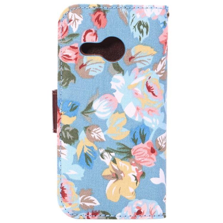Flowers Pattern Horizontal Flip Leather Case with Card Slots & Holder for HTC One M8 mini