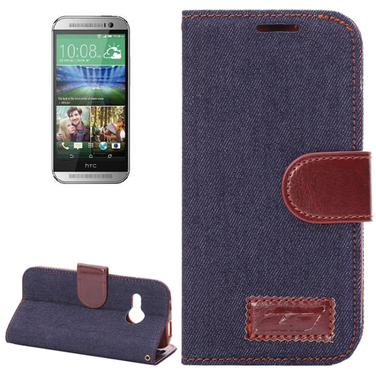 Denim Texture Horizontal Flip Leather Case with Card Slots & Holder for HTC One M8 mini