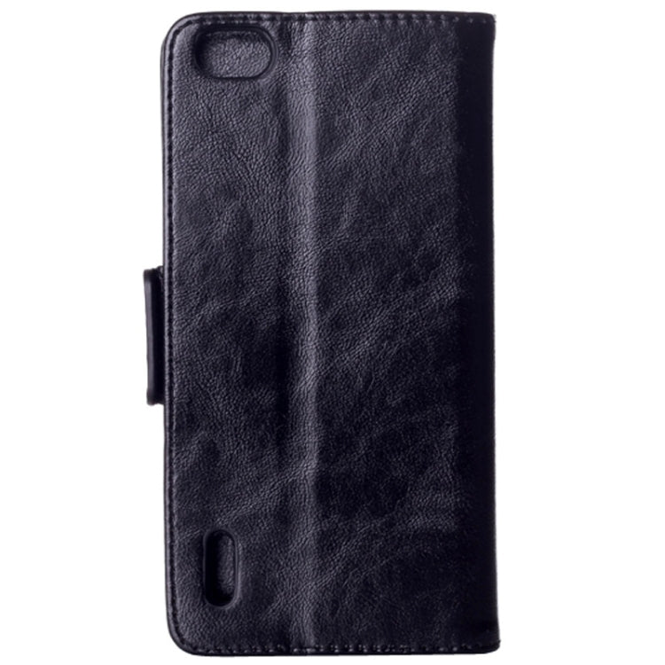 Oil Skin Texture Horizontal Flip Leather Case with Holder for Huawei Honor 6(Black)