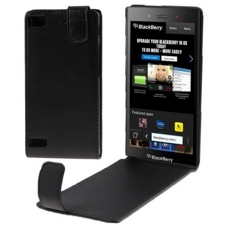 Vertical Flip Leather Case for Blackberry Z3(Black)