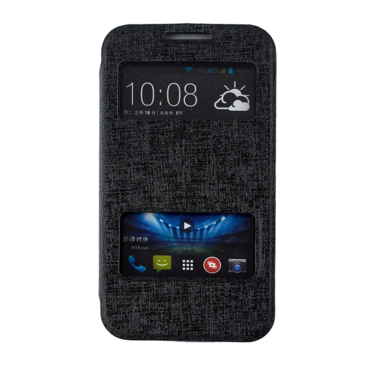 Oracle Texture Horizontal Flip Leather Case with Call Display ID & Holder for HTC Desire 310