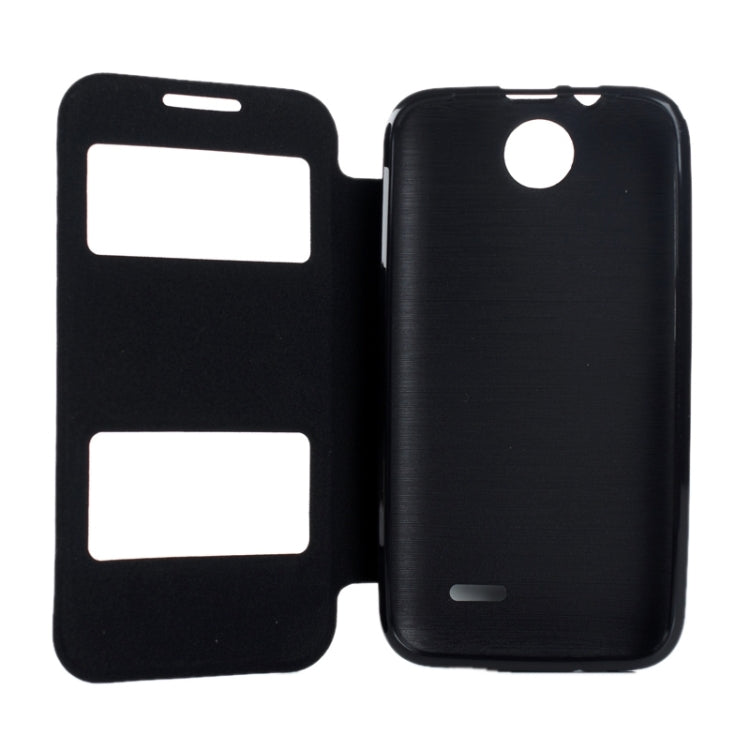 Oracle Texture Horizontal Flip Leather Case with Call Display ID & Holder for HTC Desire 310