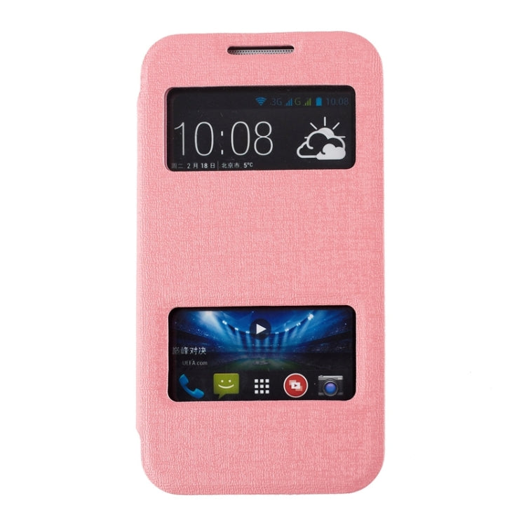 Oracle Texture Horizontal Flip Leather Case with Call Display ID & Holder for HTC Desire 310