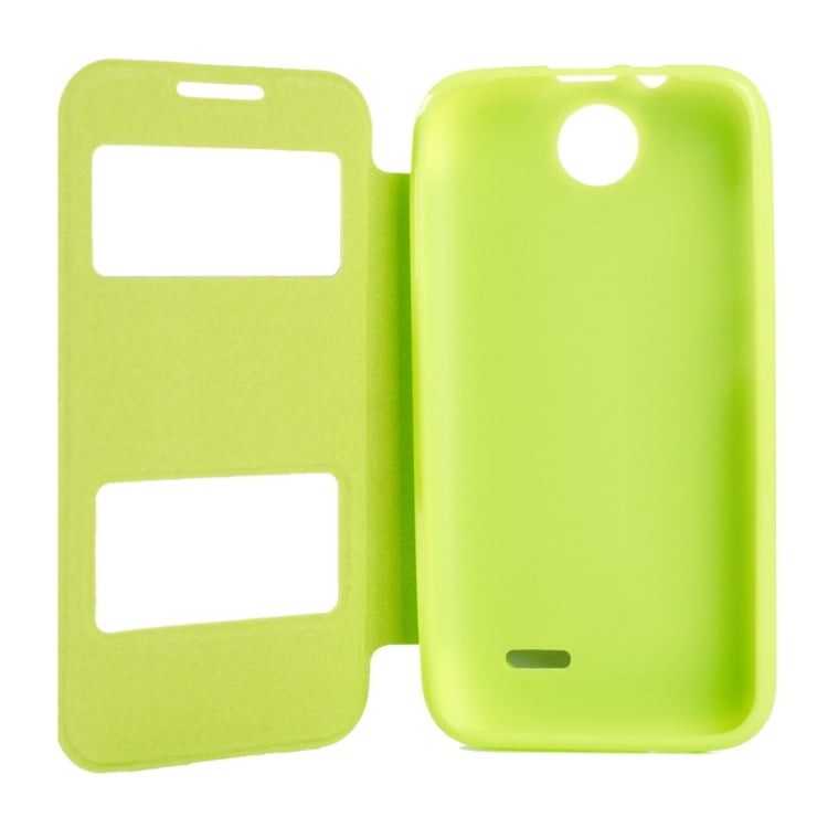 Oracle Texture Horizontal Flip Leather Case with Call Display ID & Holder for HTC Desire 310