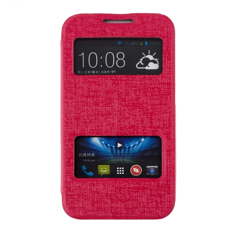 Oracle Texture Horizontal Flip Leather Case with Call Display ID & Holder for HTC Desire 310