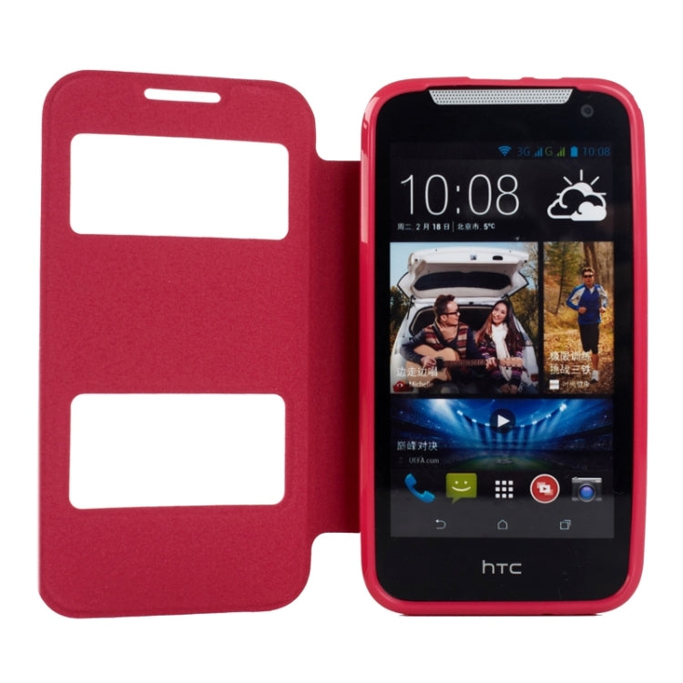 Oracle Texture Horizontal Flip Leather Case with Call Display ID & Holder for HTC Desire 310