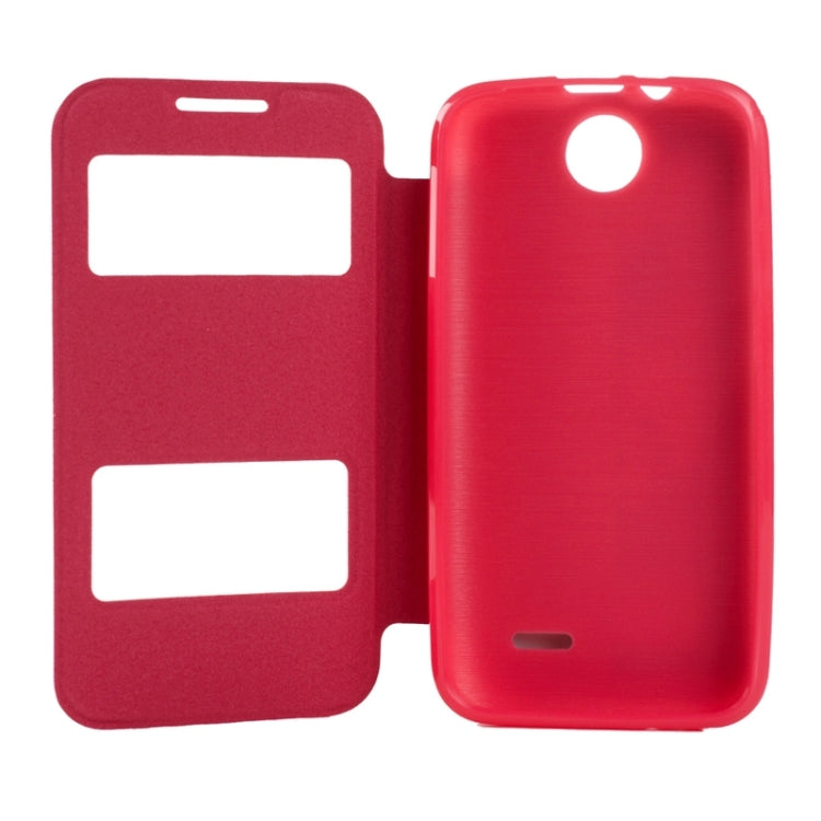 Oracle Texture Horizontal Flip Leather Case with Call Display ID & Holder for HTC Desire 310