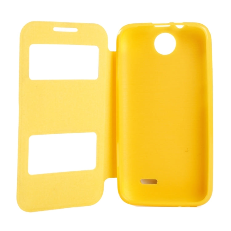 Oracle Texture Horizontal Flip Leather Case with Call Display ID & Holder for HTC Desire 310