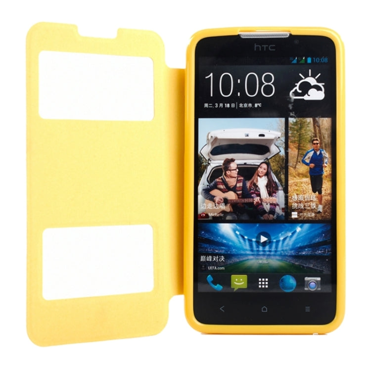 Oracle Texture Horizontal Flip Leather Case with Call Display ID & Holder for HTC Desire 516 / D516W