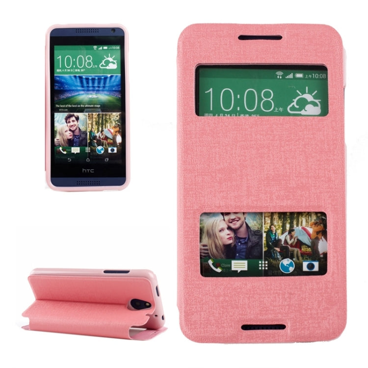 Oracle Texture Horizontal Flip Leather Case with Call Display ID & Holder for HTC Desire 610