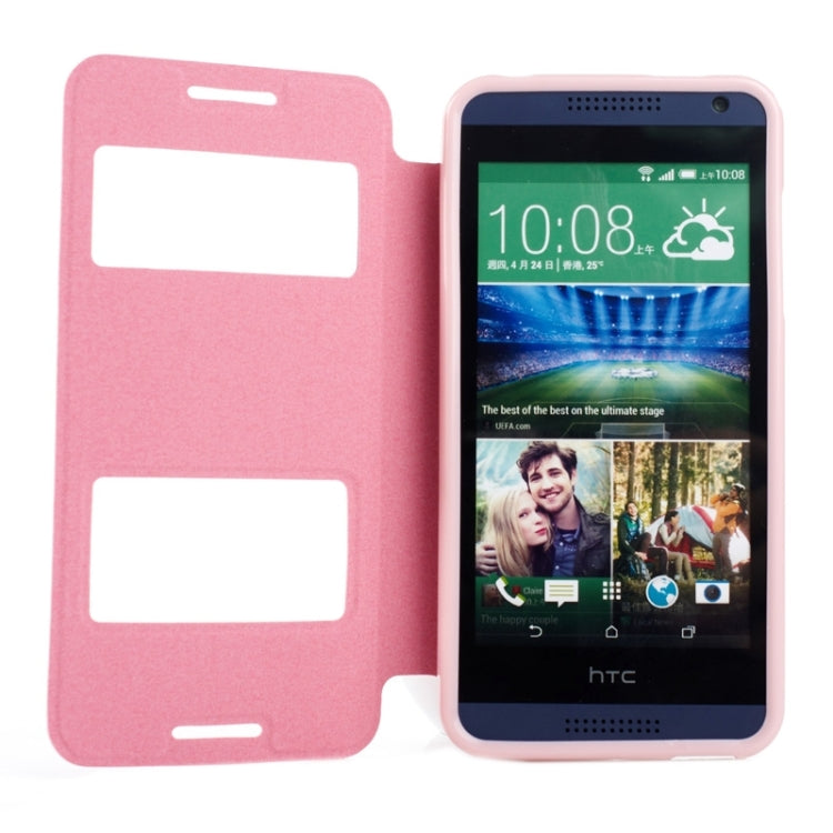 Oracle Texture Horizontal Flip Leather Case with Call Display ID & Holder for HTC Desire 610