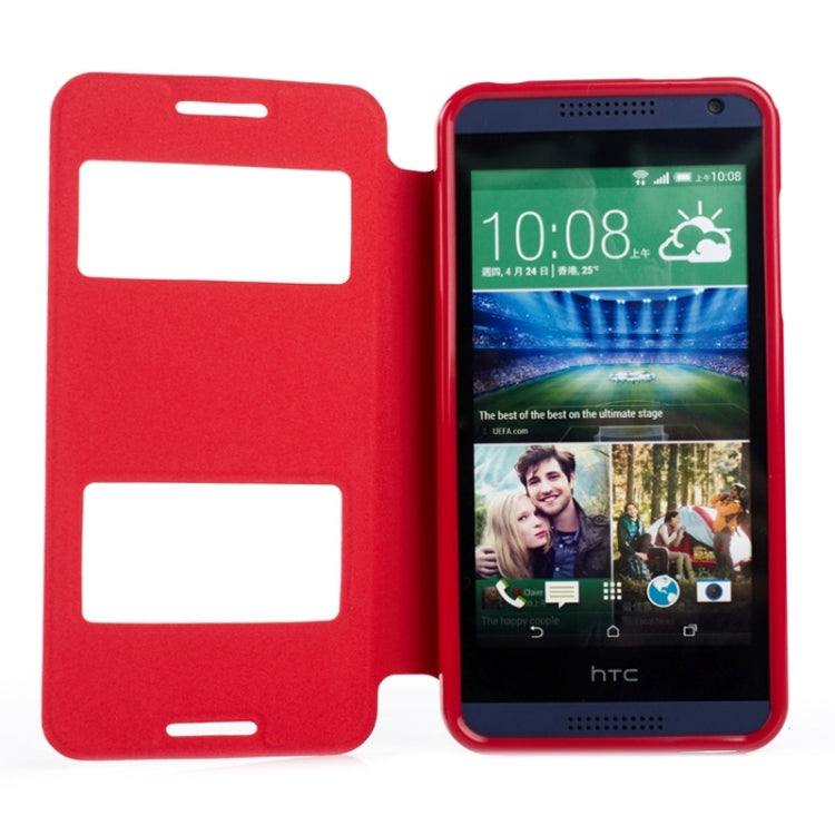 Oracle Texture Horizontal Flip Leather Case with Call Display ID & Holder for HTC Desire 610