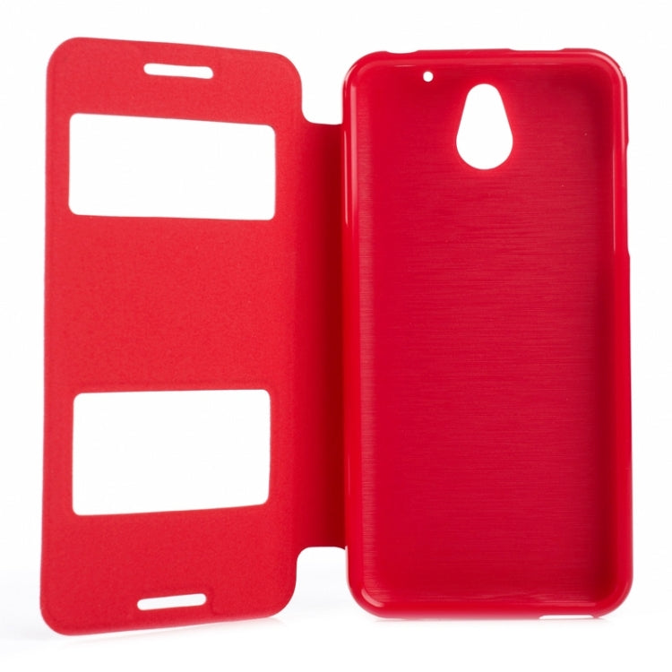 Oracle Texture Horizontal Flip Leather Case with Call Display ID & Holder for HTC Desire 610