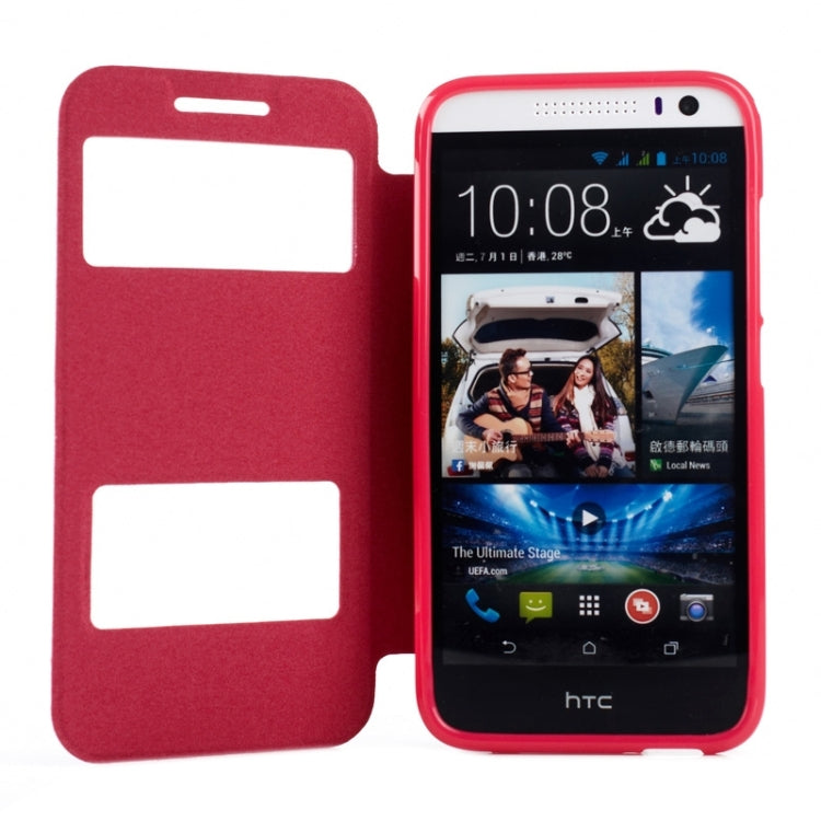 Oracle Texture Horizontal Flip Leather Case with Call Display ID & Holder for HTC Desire 616 / D616W
