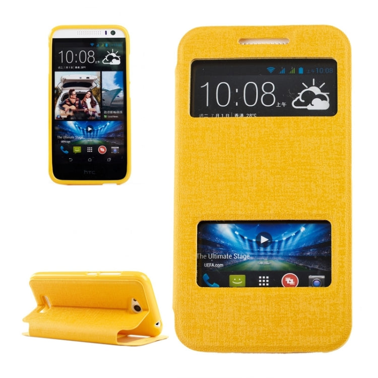 Oracle Texture Horizontal Flip Leather Case with Call Display ID & Holder for HTC Desire 616 / D616W