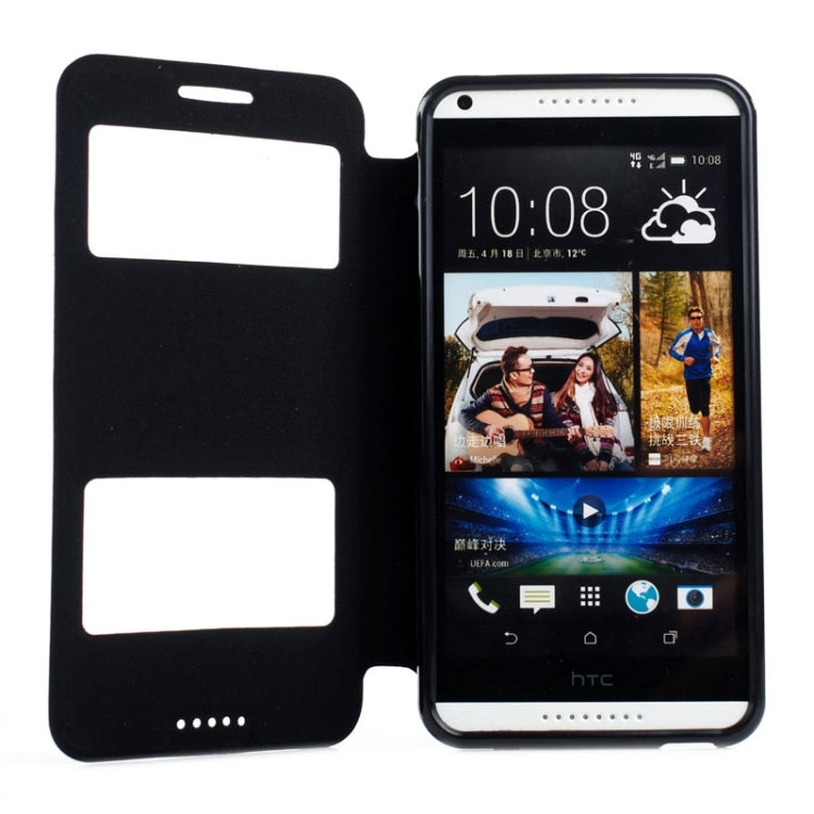 Oracle Texture Horizontal Flip Leather Case with Call Display ID & Holder for HTC Desire 816 / 800