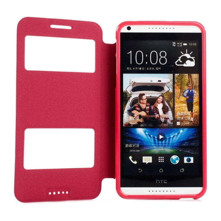 Oracle Texture Horizontal Flip Leather Case with Call Display ID & Holder for HTC Desire 816 / 800