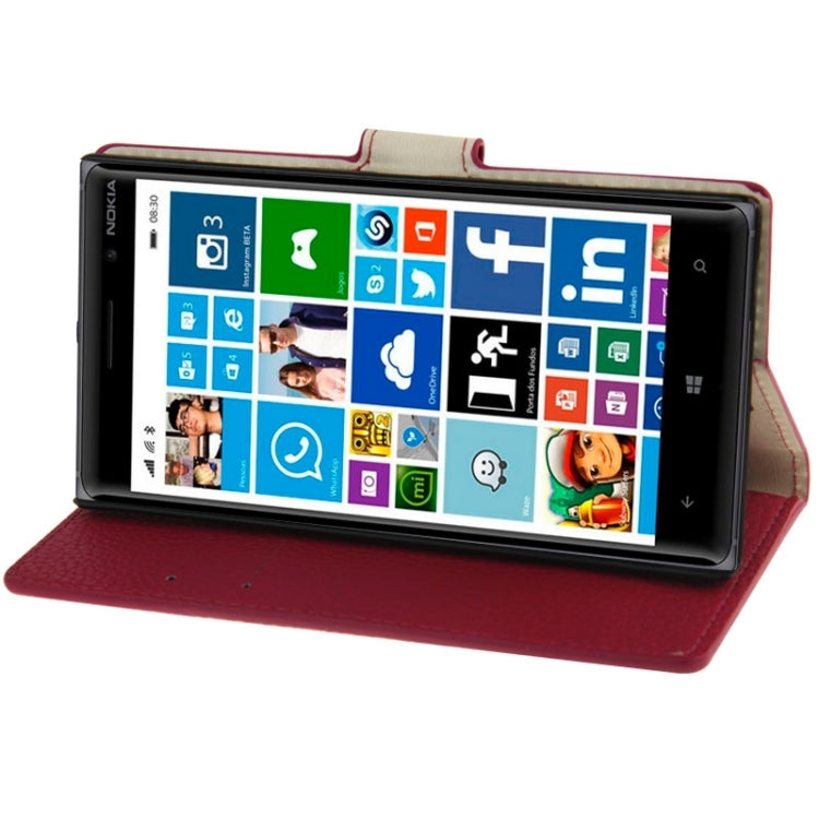 Litchi Texture Leather Case with Holder & Card Slots & Wallet for Nokia Lumia 830(Magenta)