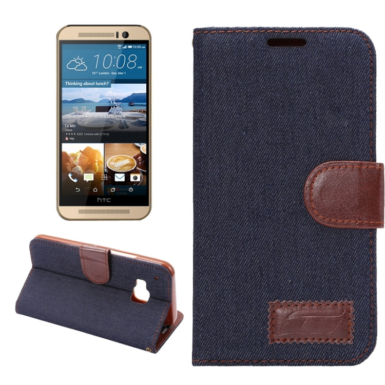Denim Texture Leather Case with Holder & Card Slots for HTC M9
