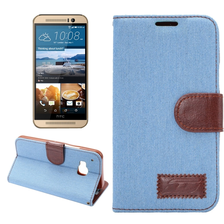 Denim Texture Leather Case with Holder & Card Slots for HTC M9
