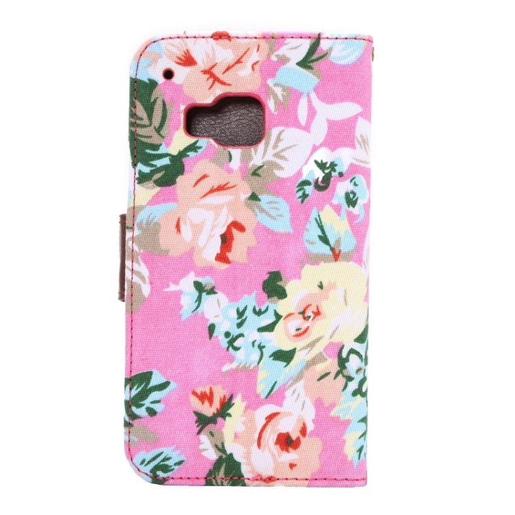 Flower Pattern Cloth Texture Leather Case with Holder & Card Slots for HTC M9