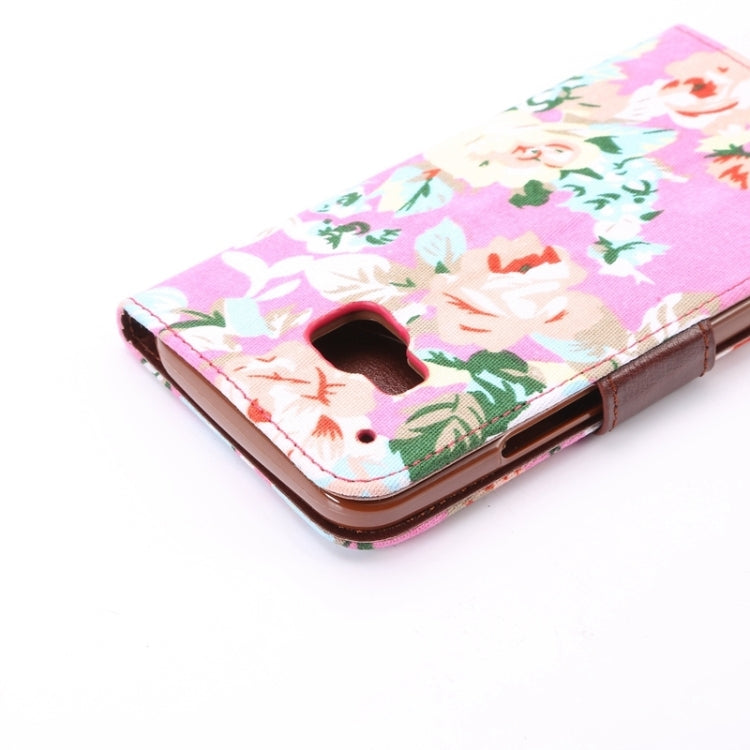 Flower Pattern Cloth Texture Leather Case with Holder & Card Slots for HTC M9