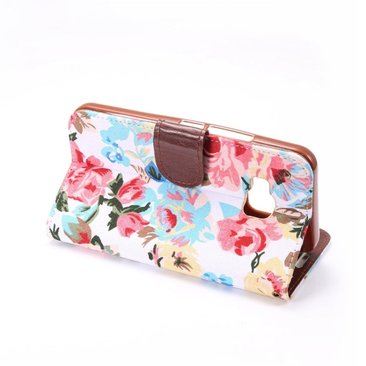 Flower Pattern Cloth Texture Leather Case with Holder & Card Slots for HTC M9