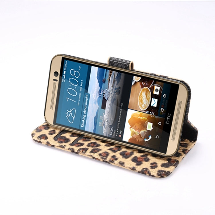 Leopard Texture Leather Case with Holder & Card Slots & Wallet for HTC M9(Yellow)