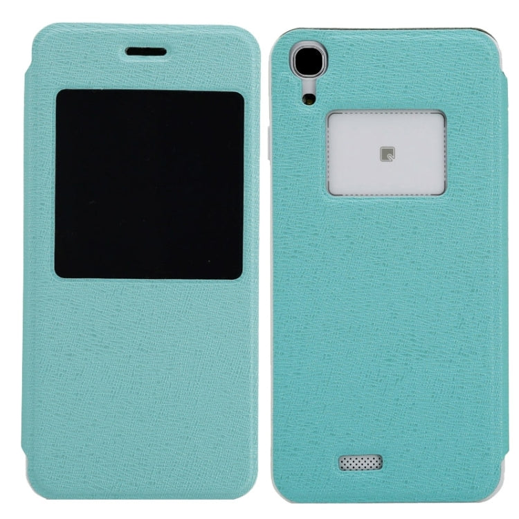 Leather Case with Caller ID Display for DOOGEE Valencia DG800(Blue)