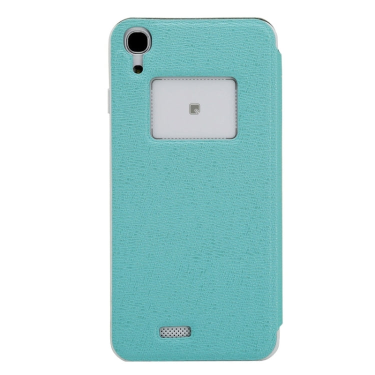 Leather Case with Caller ID Display for DOOGEE Valencia DG800(Blue)
