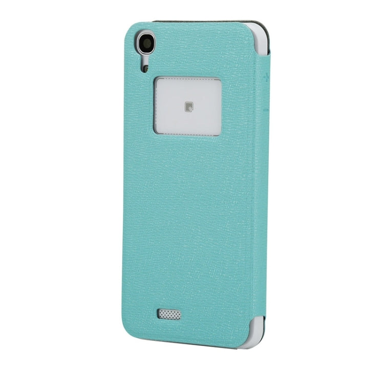 Leather Case with Caller ID Display for DOOGEE Valencia DG800(Blue)